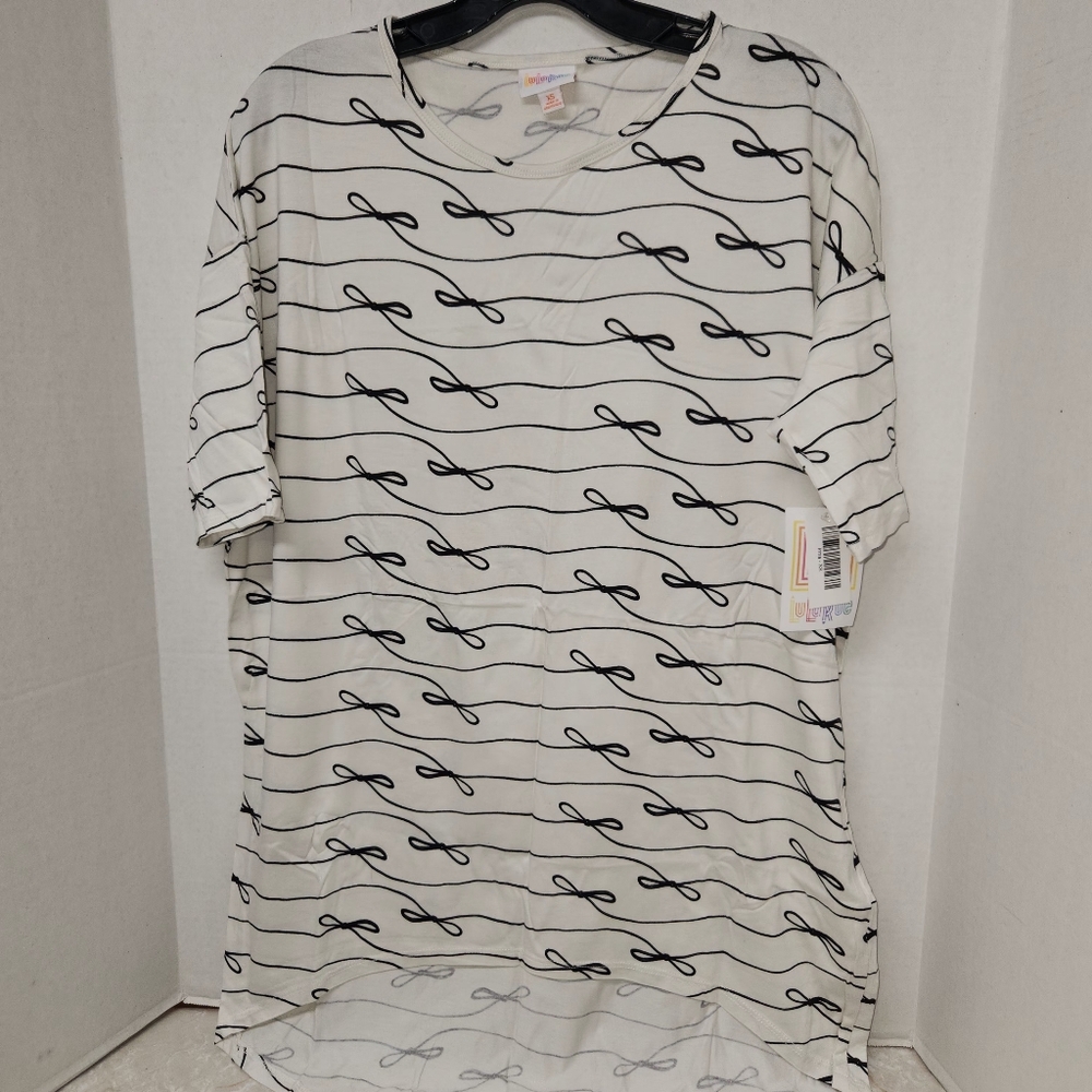Lularoe Irma XS Black White Bow Tunic Top Shirt New